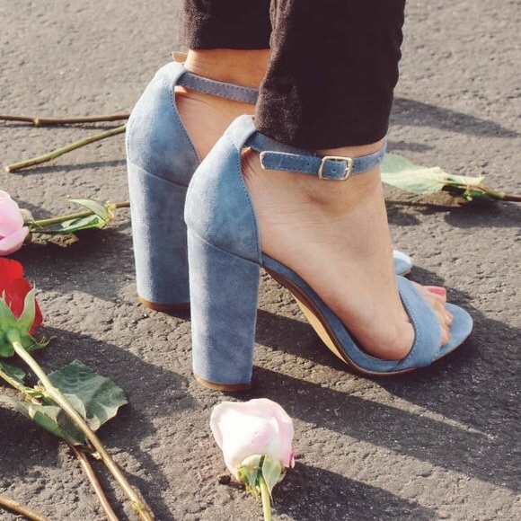 baby blue chunky heels